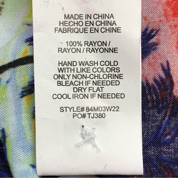 Small C C California Tropical Palm Tree Print Sleeveless Button Down Top Beachy - Picture 8 of 8